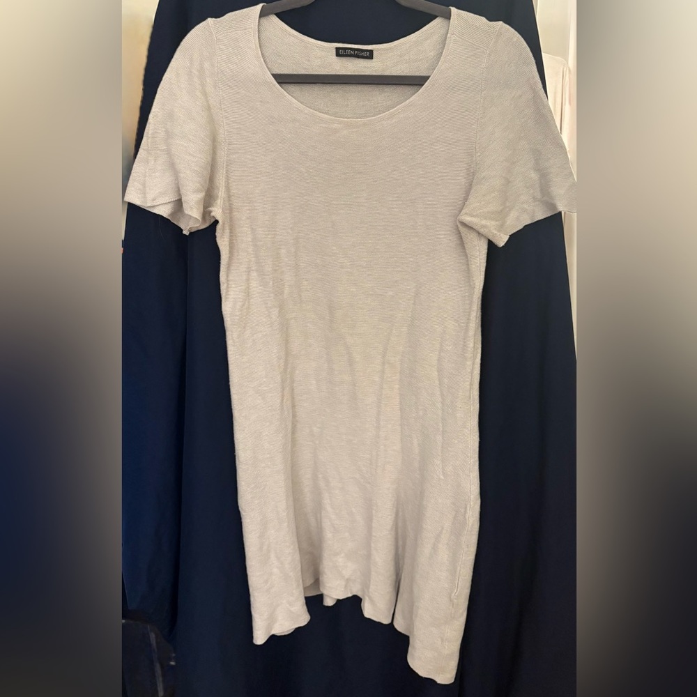 Eileen Fisher Organic Cotton Gray Short Sleeve Dress